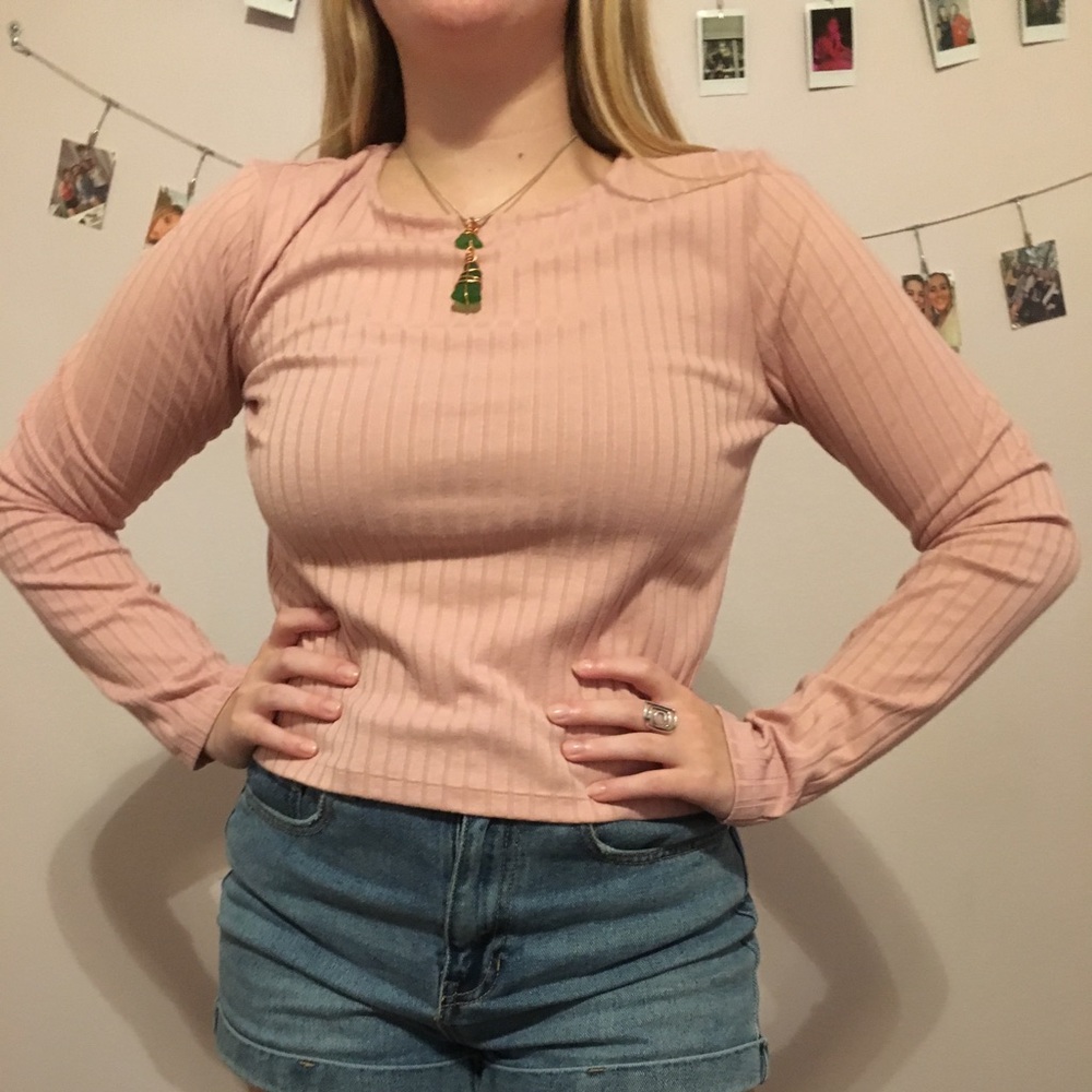 F21 Pink Ribbed sweater